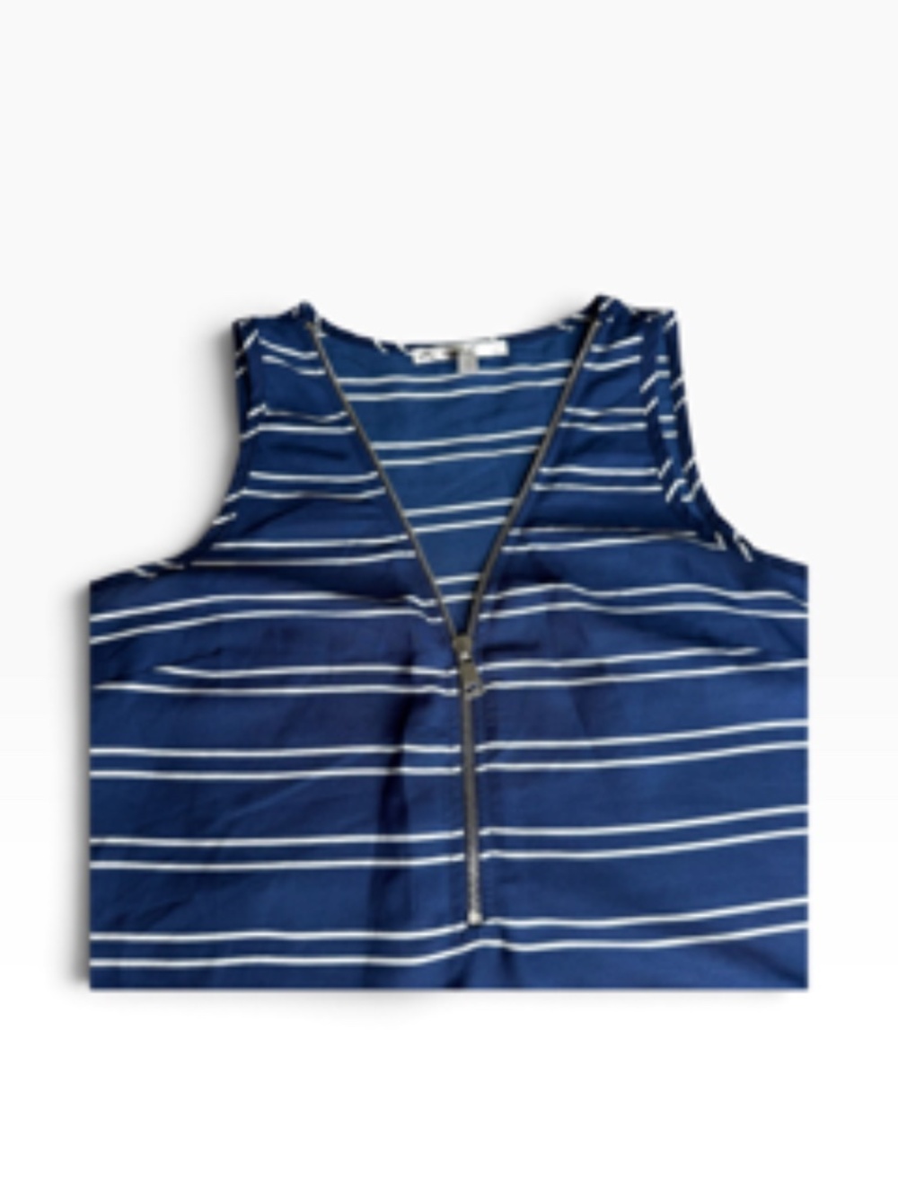 Papaya Sleeveless Horizontal Stripe Quarter Front Zipper Hi-Lo Tank Size S - Picture 3 of 7